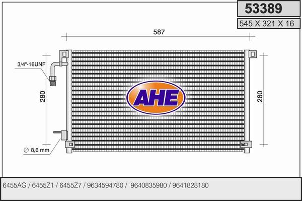 AHE 53389 - Конденсатор кондиционера autospares.lv