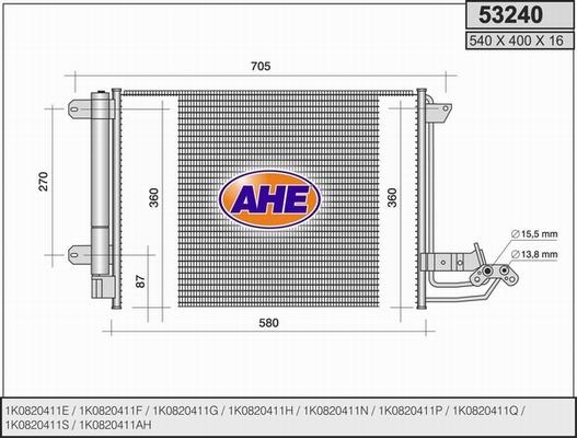 AHE 53240 - Конденсатор кондиционера autospares.lv