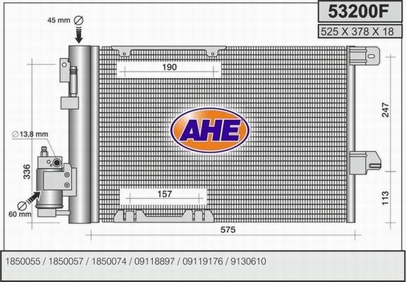 AHE 53200F - Конденсатор кондиционера autospares.lv