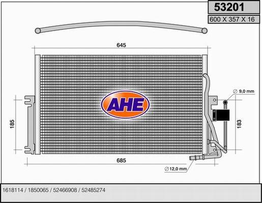 AHE 53201 - Конденсатор кондиционера autospares.lv