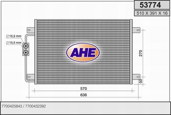 AHE 53774 - Конденсатор кондиционера autospares.lv