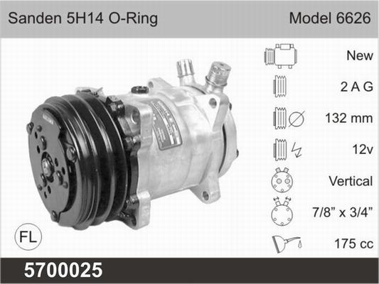 AHE 5700025 - Компрессор кондиционера autospares.lv