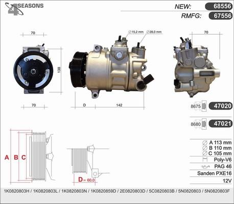 AHE 68556 - Компрессор кондиционера autospares.lv