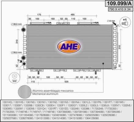 AHE 109.099/A - Радиатор, охлаждение двигателя autospares.lv