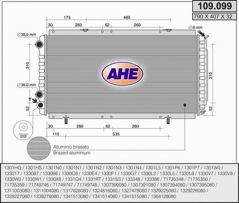 AHE 109.099 - Радиатор, охлаждение двигателя autospares.lv