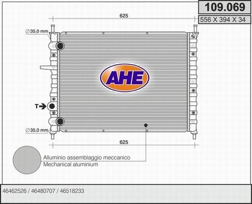 AHE 109.069 - Радиатор, охлаждение двигателя autospares.lv