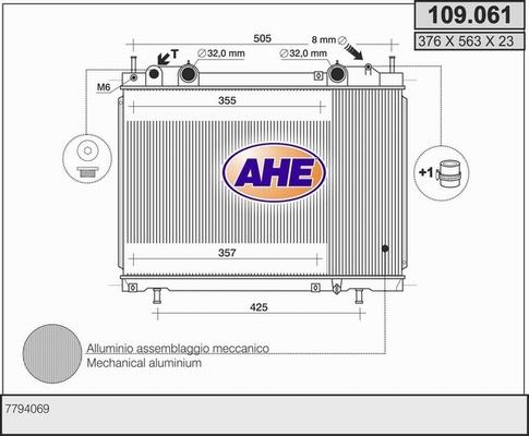 AHE 109.061 - Радиатор, охлаждение двигателя autospares.lv