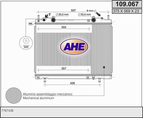 AHE 109.067 - Радиатор, охлаждение двигателя autospares.lv