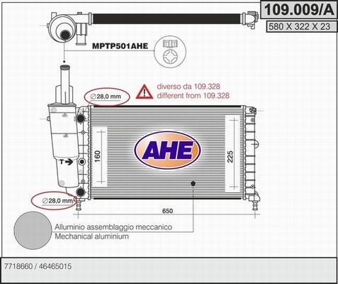 AHE 109.009/A - Радиатор, охлаждение двигателя autospares.lv