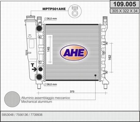 AHE 109.005 - Радиатор, охлаждение двигателя autospares.lv