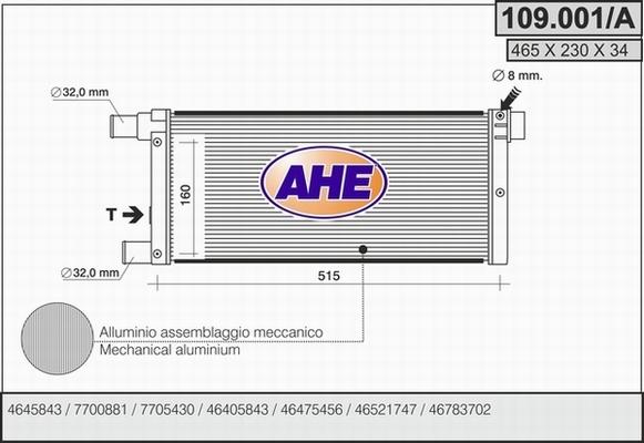 AHE 109.001/A - Радиатор, охлаждение двигателя autospares.lv