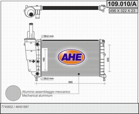 AHE 109.010/A - Радиатор, охлаждение двигателя autospares.lv