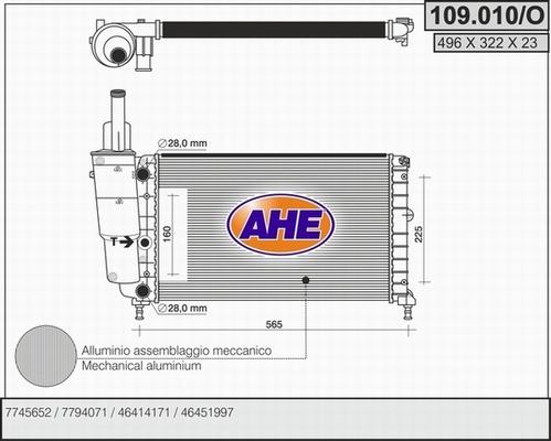 AHE 109.010/O - Радиатор, охлаждение двигателя autospares.lv