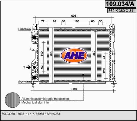 AHE 109.034/A - Радиатор, охлаждение двигателя autospares.lv