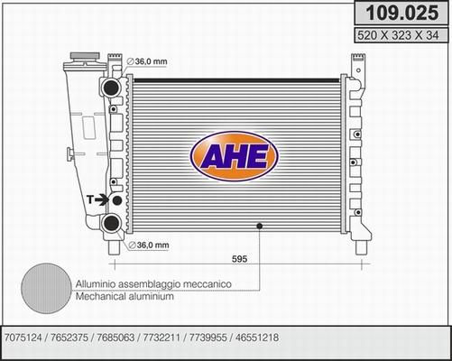 AHE 109.025 - Радиатор, охлаждение двигателя autospares.lv