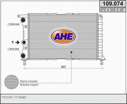 AHE 109.074 - Радиатор, охлаждение двигателя autospares.lv