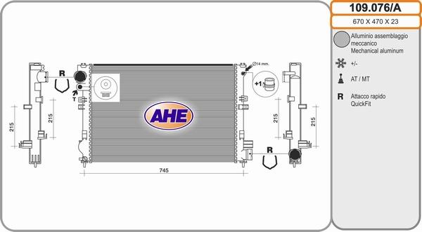 AHE 109.076/A - Радиатор, охлаждение двигателя autospares.lv