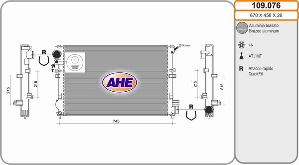 AHE 109.076 - Радиатор, охлаждение двигателя autospares.lv