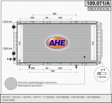 AHE 109.071/A - Радиатор, охлаждение двигателя autospares.lv