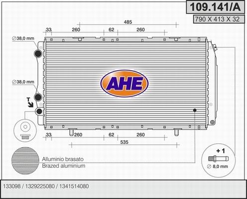 AHE 109.141/A - Радиатор, охлаждение двигателя autospares.lv