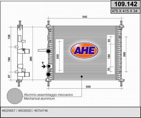 AHE 109.142 - Радиатор, охлаждение двигателя autospares.lv