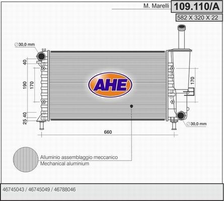 AHE 109.110/A - Радиатор, охлаждение двигателя autospares.lv