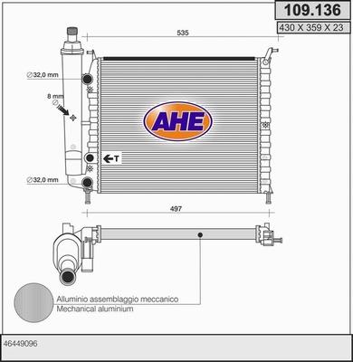 AHE 109.136 - Радиатор, охлаждение двигателя autospares.lv