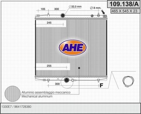 AHE 109.138/A - Радиатор, охлаждение двигателя autospares.lv