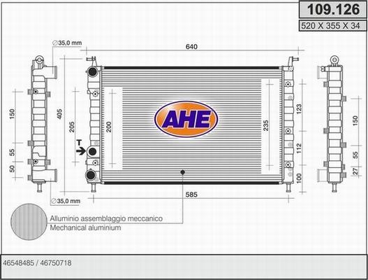 AHE 109.126 - Радиатор, охлаждение двигателя autospares.lv