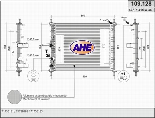 AHE 109.128 - Радиатор, охлаждение двигателя autospares.lv