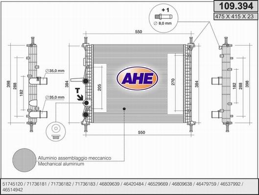 AHE 109.394 - Радиатор, охлаждение двигателя autospares.lv