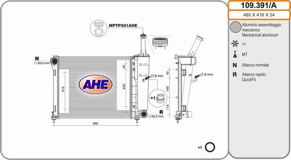 AHE 109.391/A - Радиатор, охлаждение двигателя autospares.lv