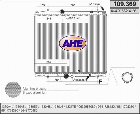 AHE 109.369 - Радиатор, охлаждение двигателя autospares.lv