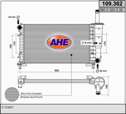 AHE 109.362 - Радиатор, охлаждение двигателя autospares.lv