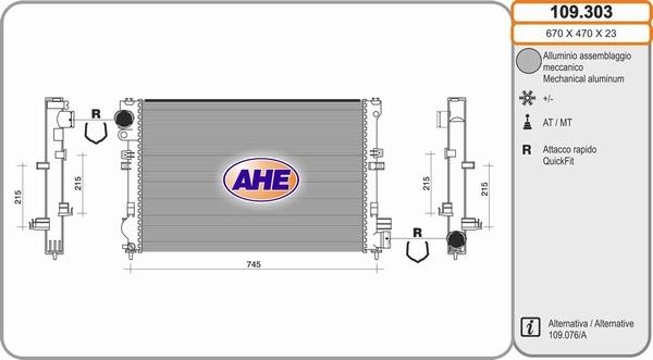 AHE 109.303 - Радиатор, охлаждение двигателя autospares.lv