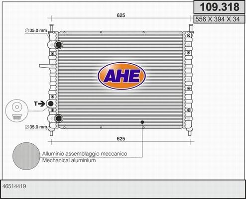 AHE 109.318 - Радиатор, охлаждение двигателя autospares.lv