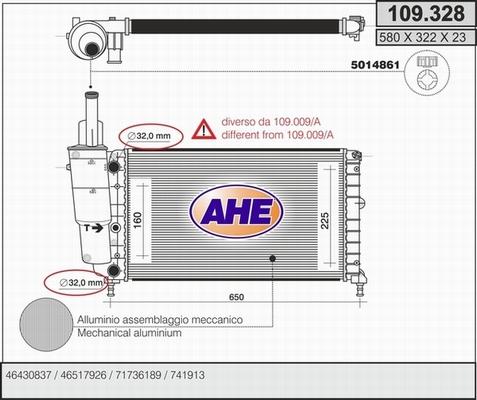 AHE 109.328 - Радиатор, охлаждение двигателя autospares.lv