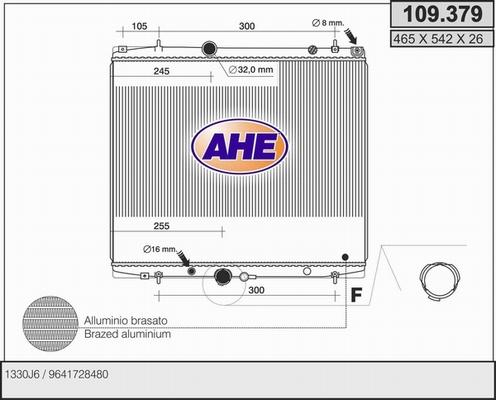 AHE 109.379 - Радиатор, охлаждение двигателя autospares.lv