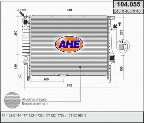 AHE 104.055 - Радиатор, охлаждение двигателя autospares.lv