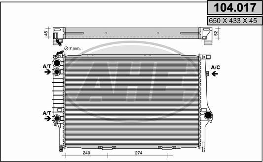 AHE 104.017 - Радиатор, охлаждение двигателя autospares.lv