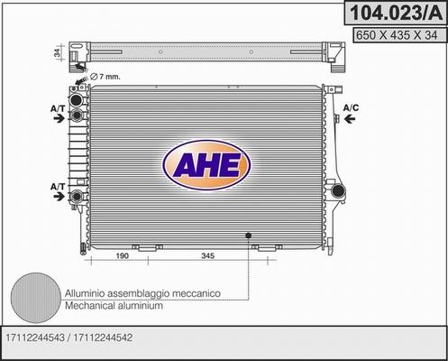 AHE 104.023/A - Радиатор, охлаждение двигателя autospares.lv