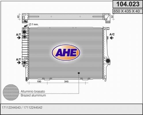 AHE 104.023 - Радиатор, охлаждение двигателя autospares.lv