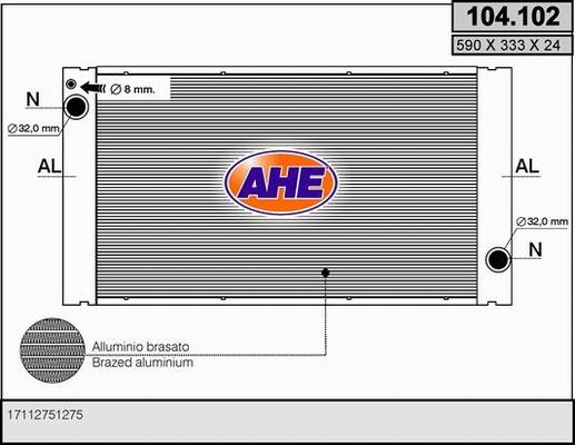 AHE 104.102 - Радиатор, охлаждение двигателя autospares.lv