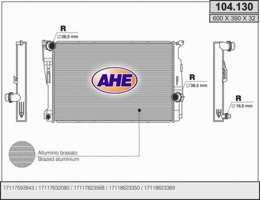 AHE 104.130 - Радиатор, охлаждение двигателя autospares.lv