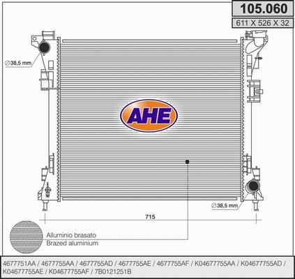 AHE 105.060 - Радиатор, охлаждение двигателя autospares.lv