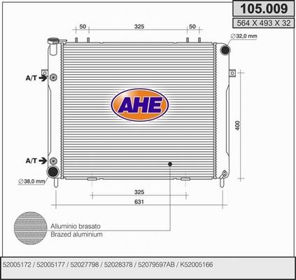 AHE 105.009 - Радиатор, охлаждение двигателя autospares.lv