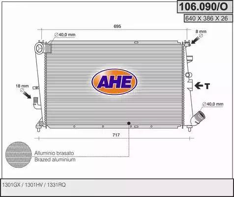 AHE 106090O - Радиатор, охлаждение двигателя autospares.lv