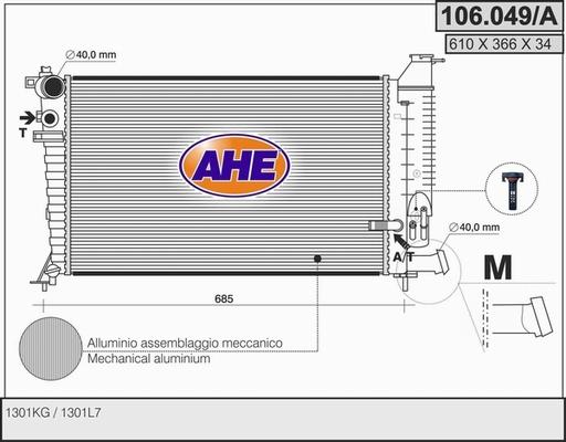 AHE 106.049/A - Радиатор, охлаждение двигателя autospares.lv