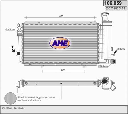 AHE 106.059 - Радиатор, охлаждение двигателя autospares.lv