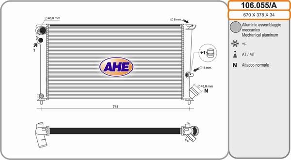 AHE 106.055/A - Радиатор, охлаждение двигателя autospares.lv